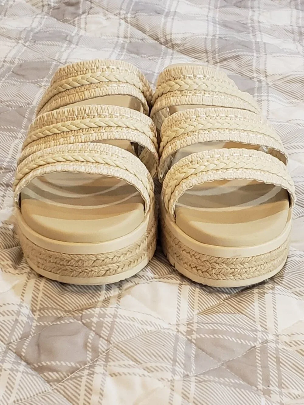 MIA Women's cream Braided platform slide sandals Size 8.5